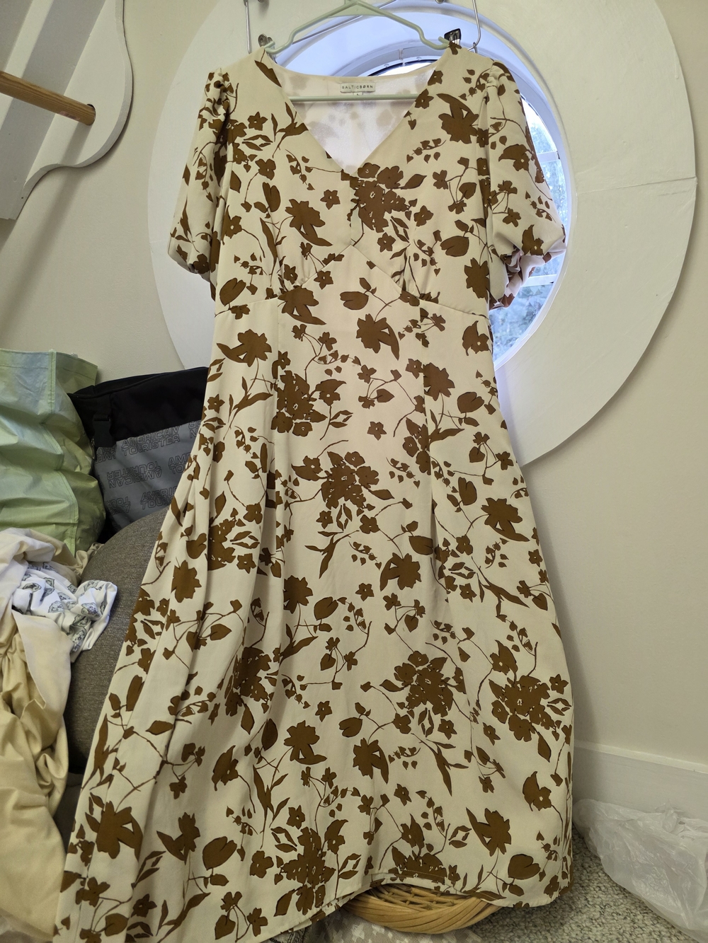 Baltic Born Cream Dress with Brown Floral Print